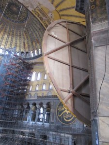 back of circular Islamic decorations in Hagia Sophia