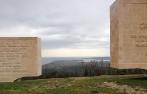 Dardanelle Straight from top of hill with monuments