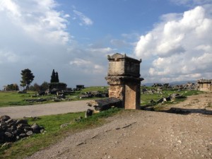 sarcophagus on door pedestal