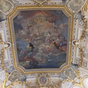 fresco on the ceiling of entrance staircase